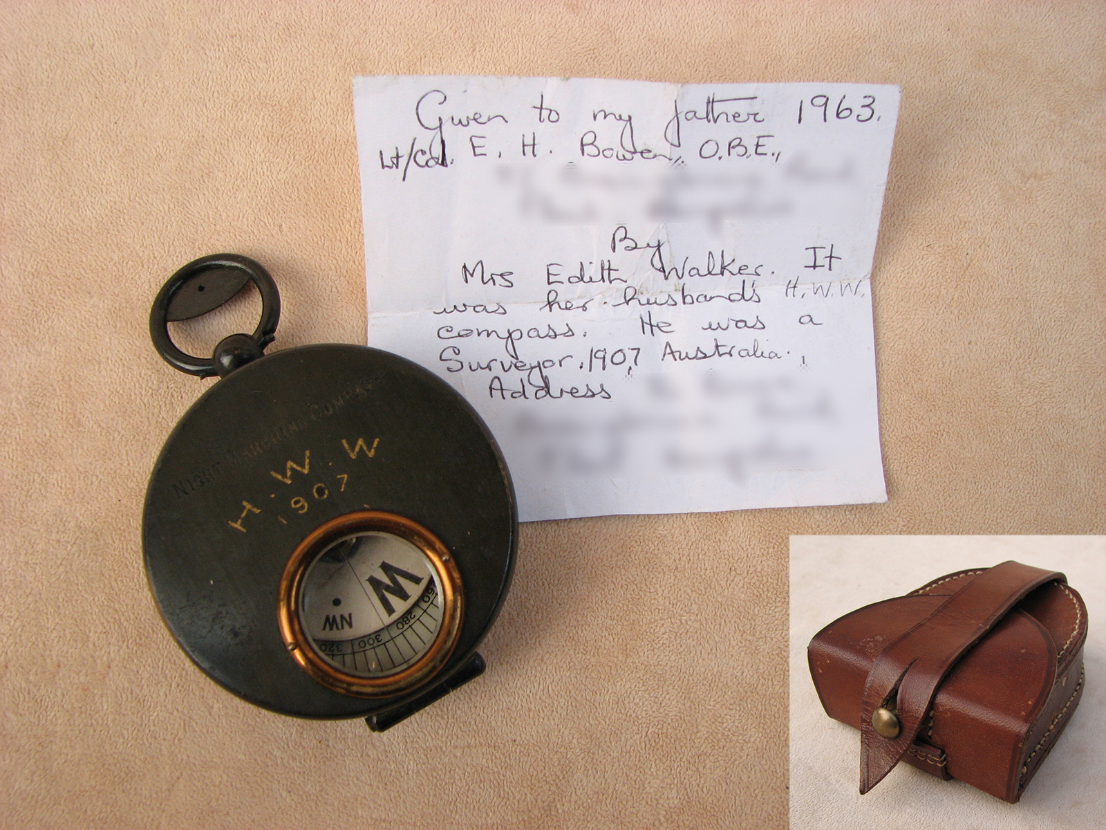 1907 compass belonging to Australian surveyor Herbert Wrake Walker